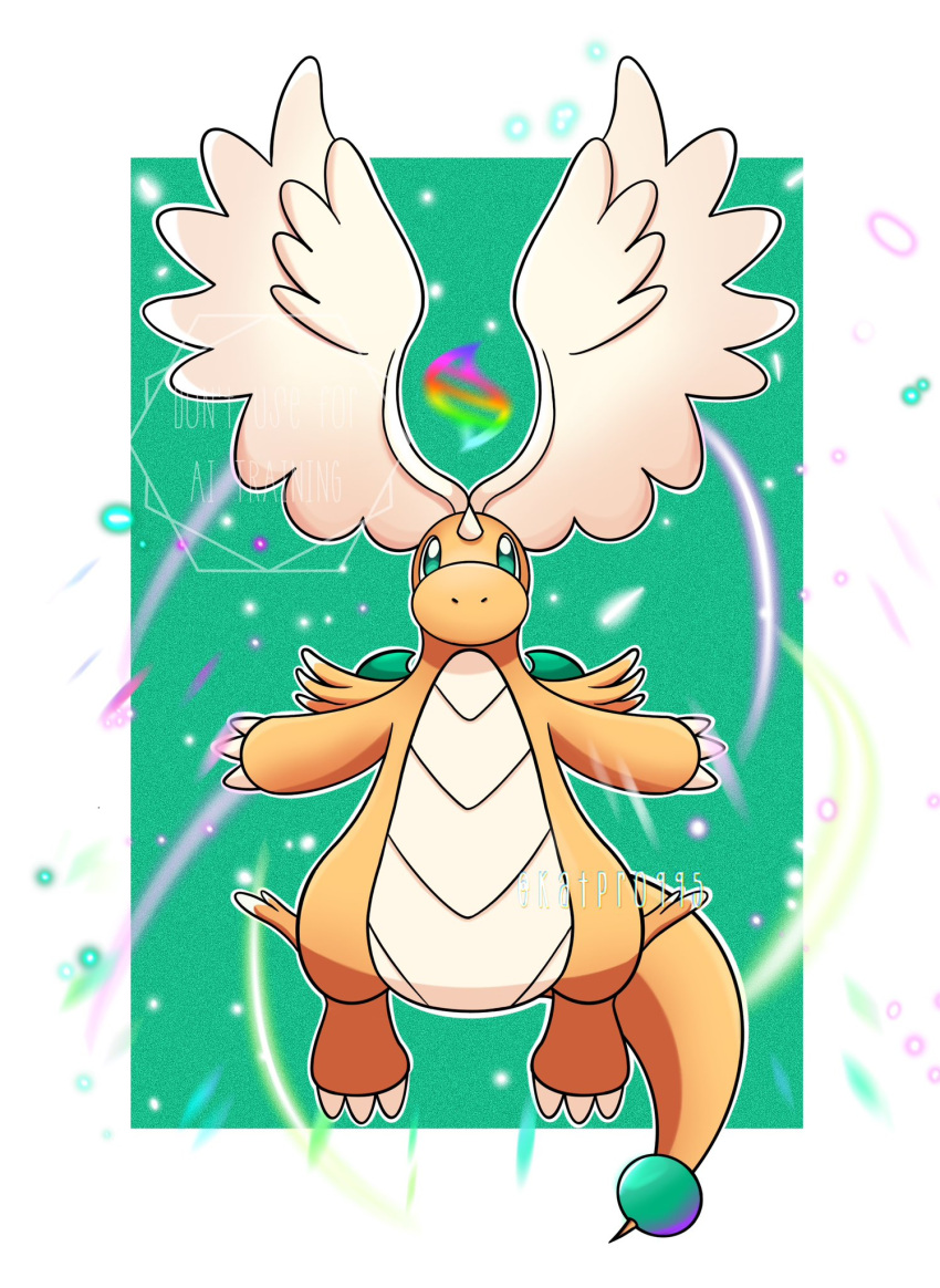 claws, dragon, dragonite, full_body, green_eyes, head_wings, highres, katpro995