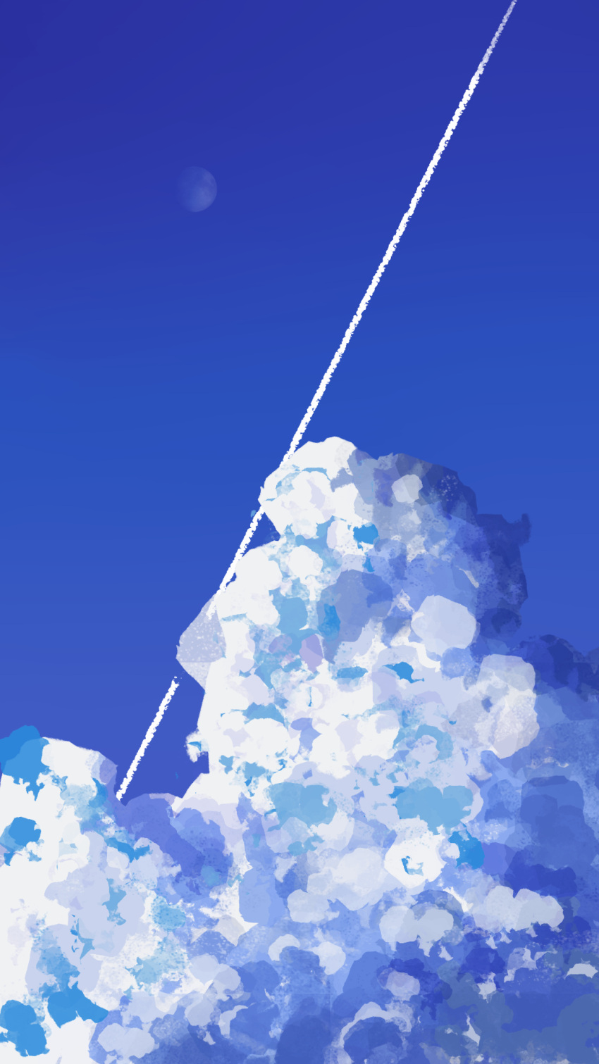 blue_sky, chinese_commentary, clouds, commentary_request, contrail, day, full_moon, highres