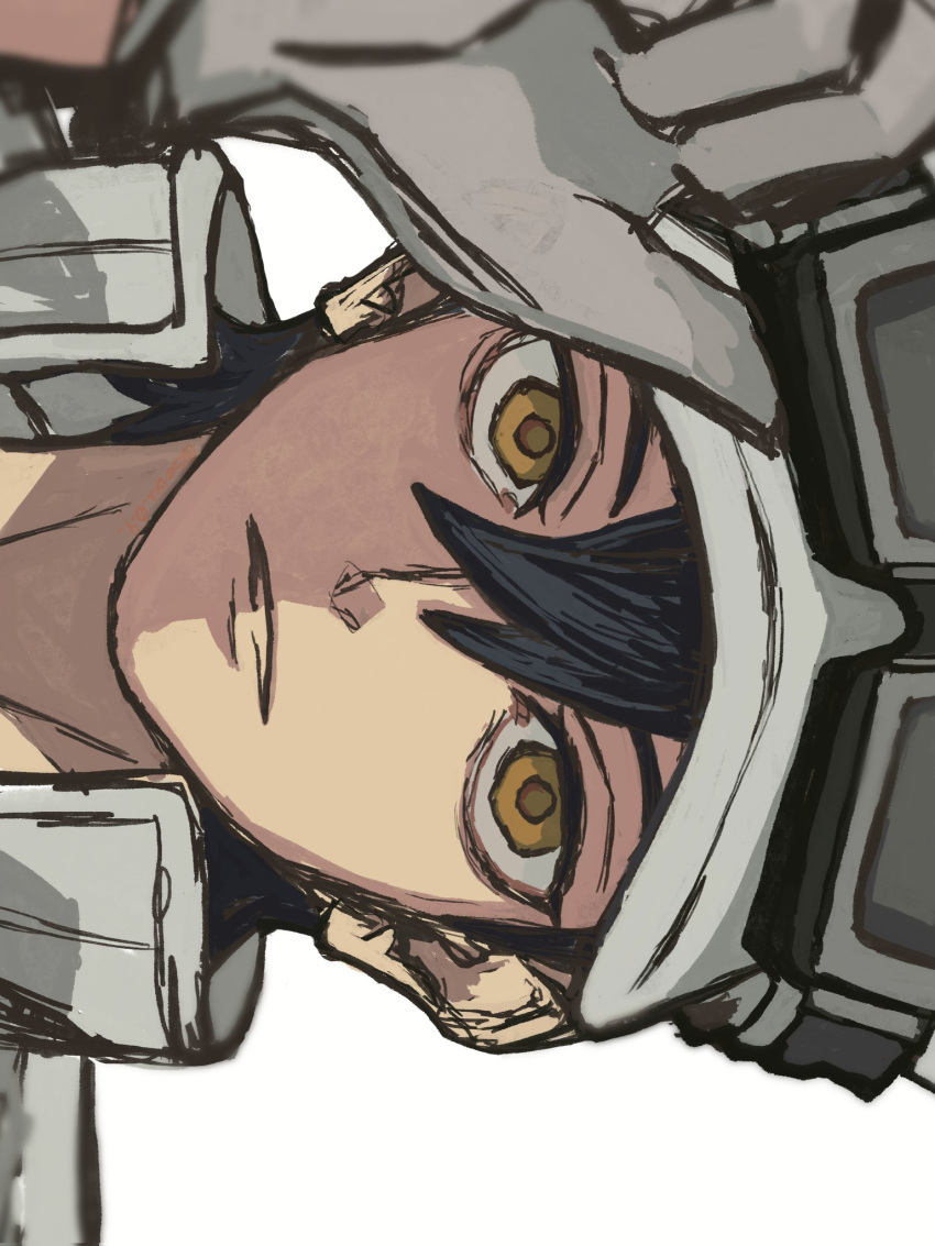 1boy, black_hair, commentary, follo_tunito, gachiakuta, gloves, hair_between_eyes, hat