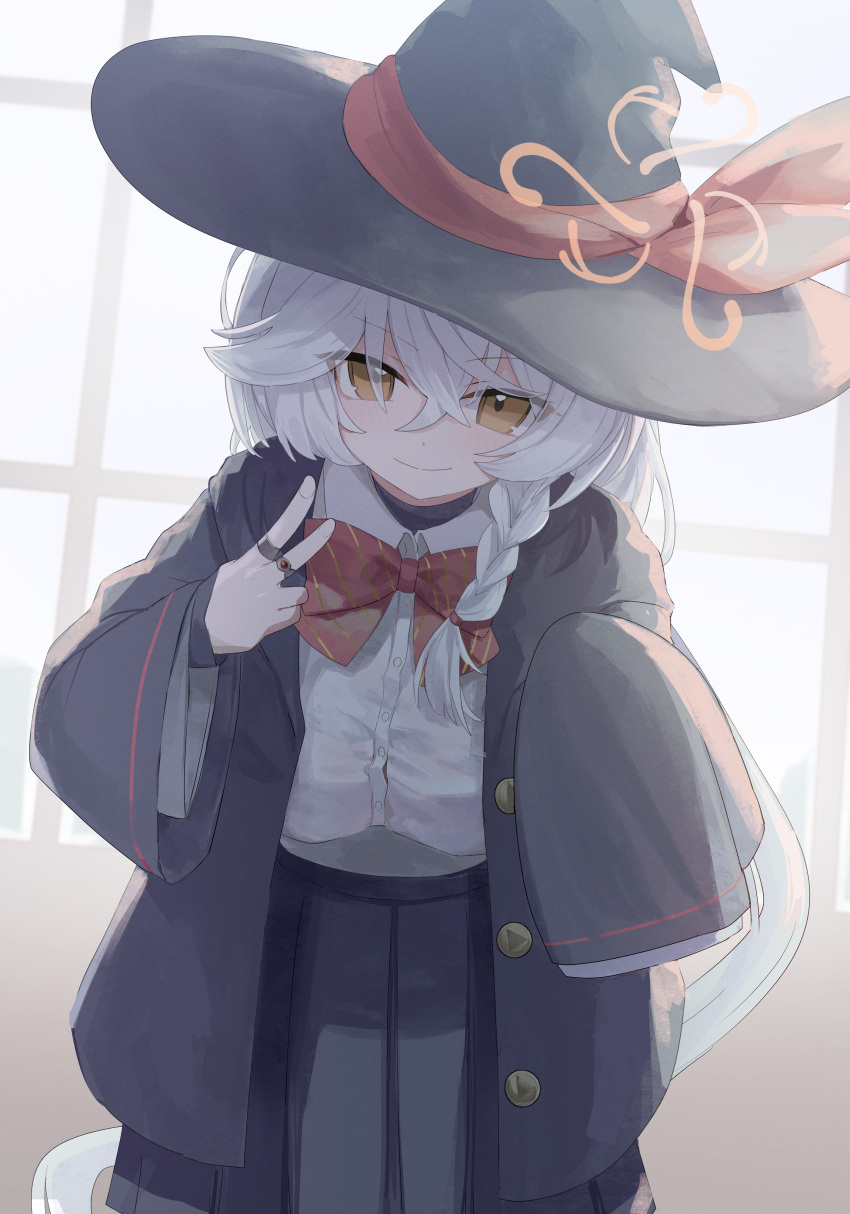 1girl, absurdres, blue_archive, bow, braid, eri_(blue_archive), hat, highres