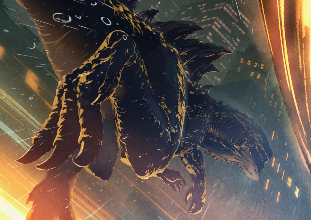 1other, building, city, clawed_feet, claws, from_above, giant, giant_monster