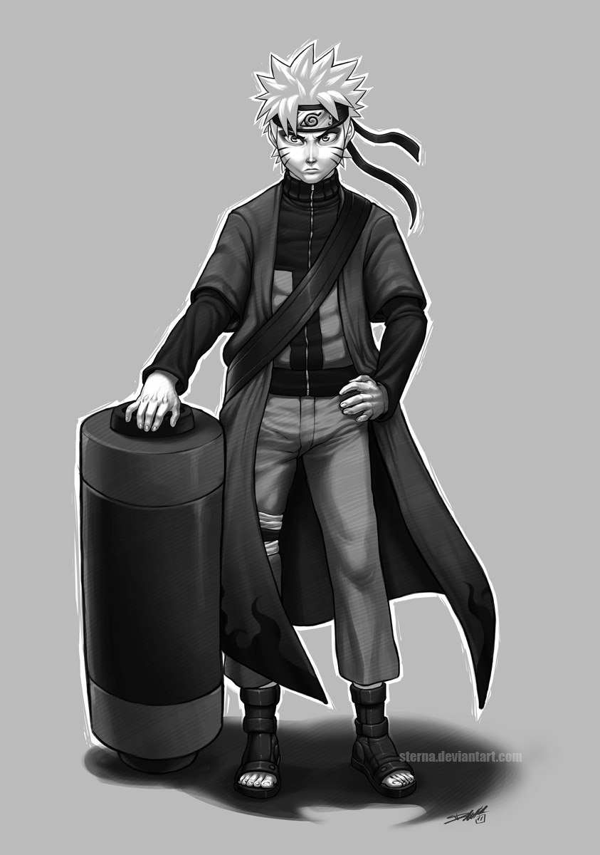 blonde_hair, male, monochrome, naruto, sterna, uzumaki_naruto