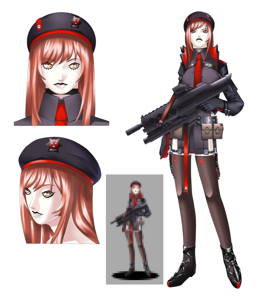 assault_rifle, belt, belt_pouch, black_gloves, black_jacket, gloves, goddess_of_victory:_nikke, gun