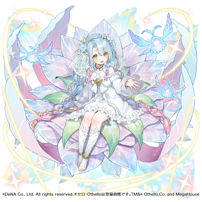 1girl, :d, blue_hair, breasts, character_request, check_hairstyle, commentary_request, copyright_request