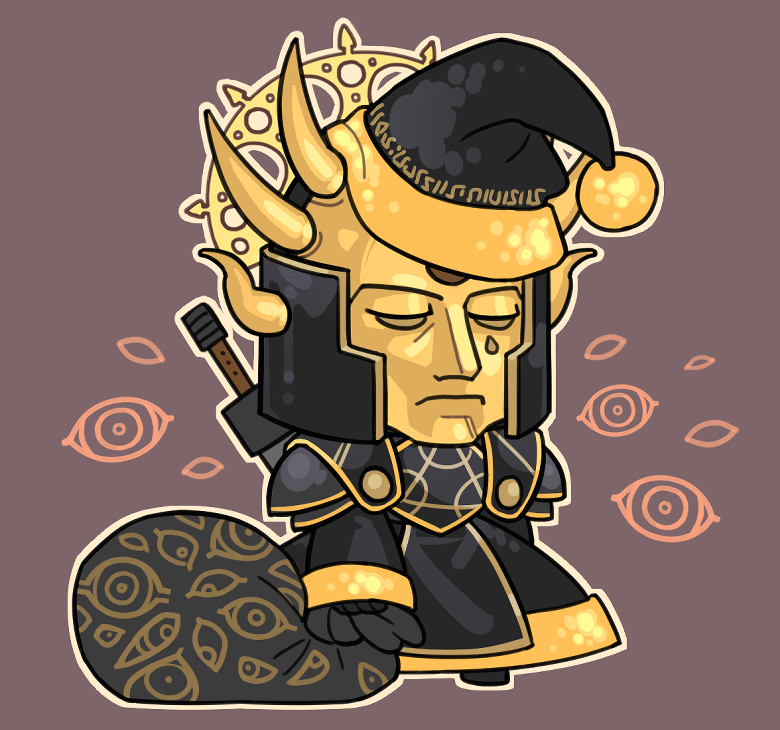 1boy, armor, black_armor, black_robe, brown_background, chibi, chibi_only, christmas