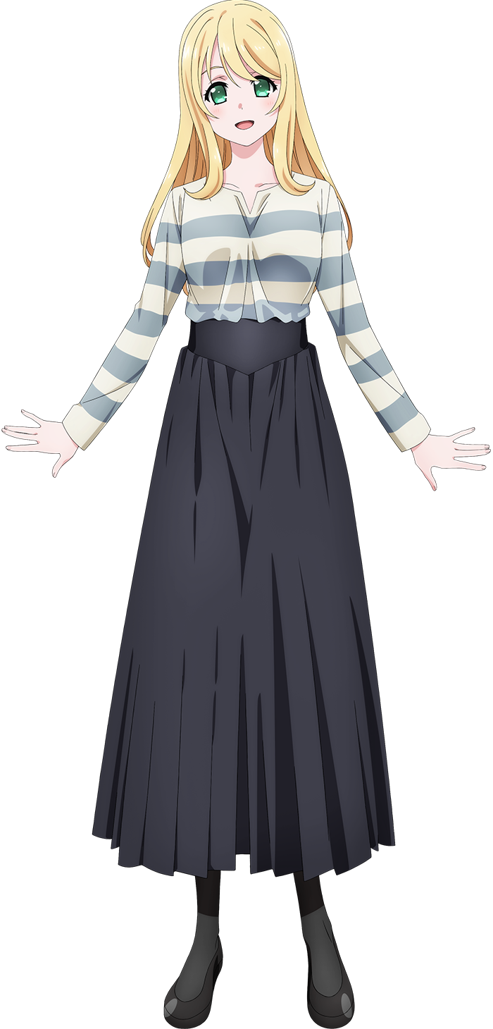 1girl, anime_coloring, arakaki_issei, black_pantyhose, black_shoes, black_skirt, blonde_hair, blush