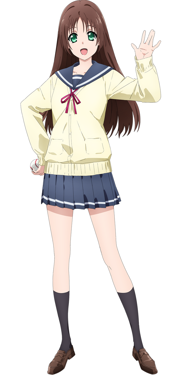 1girl, :d, anime_coloring, arakaki_issei, ball, baseball_(object), blue_sailor_collar, blue_sky
