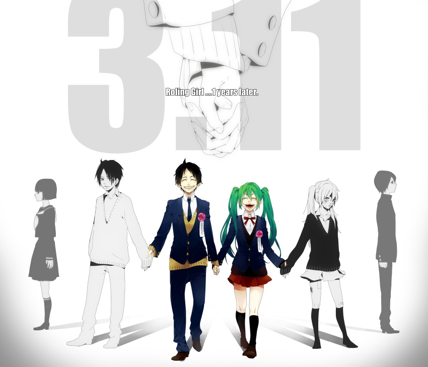 ^_^, absurdres, akiakane, black_hair, closed_eyes, dual_persona, engrish, eyes_closed