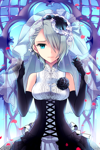 dark_lore, dress, elbow_gloves, gloves, hair_over_one_eye, iri_flina, lowres, nardack