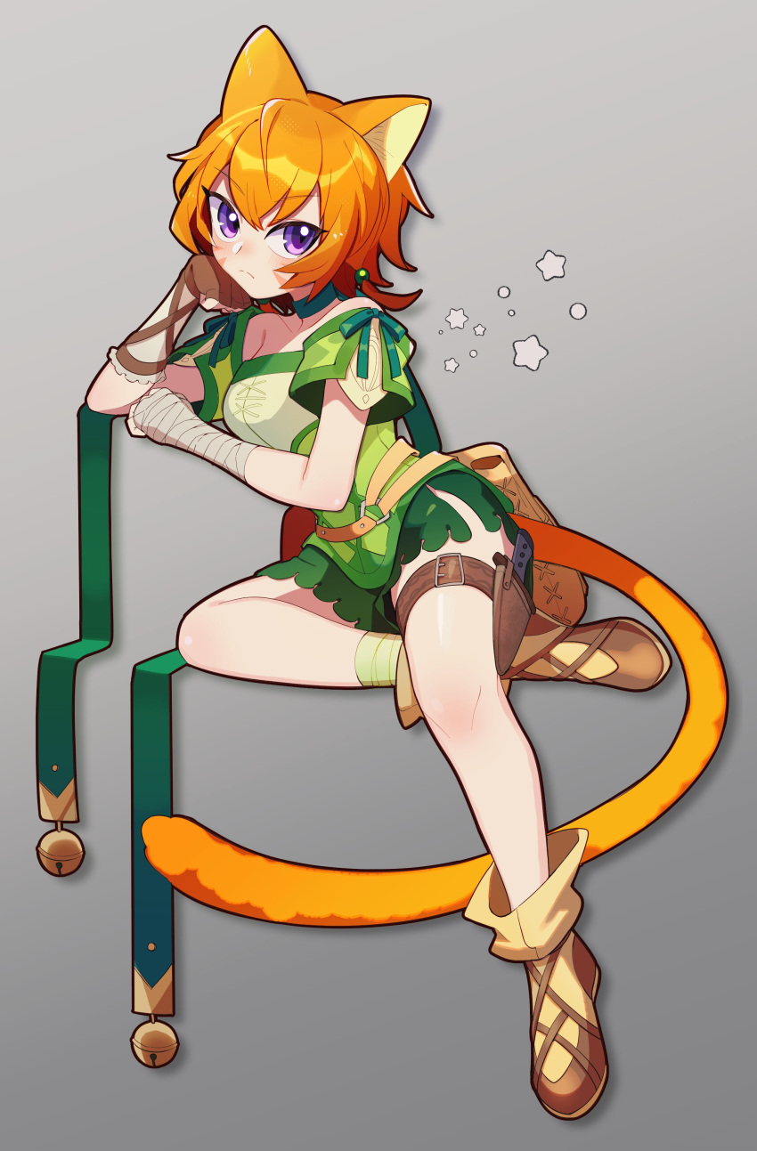 1girl, absurdres, animal_ears, bell, belt, belt_pouch, boots, cat_ears