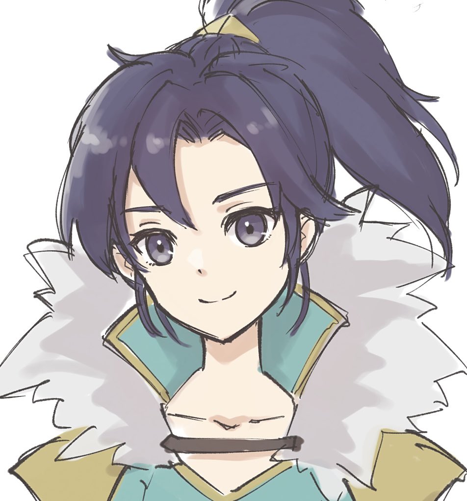 1girl, black_hair, blue_shirt, closed_mouth, collarbone, fir_(dual_warrior)_(fire_emblem), fir_(fire_emblem), fire_emblem