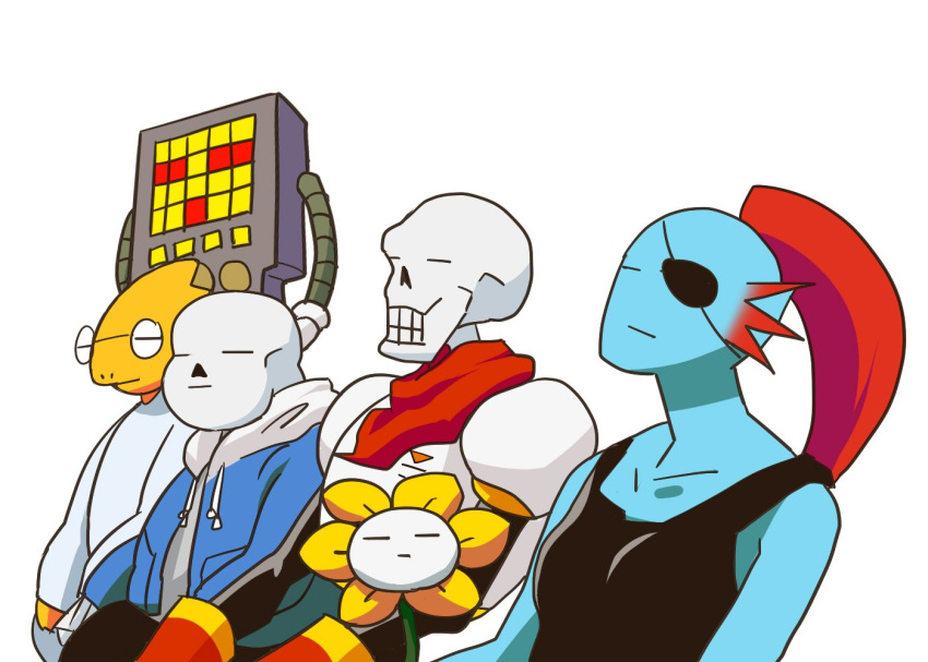 2016, 2d, 2girls, 4boys, =_=, alphys, anthro, armor