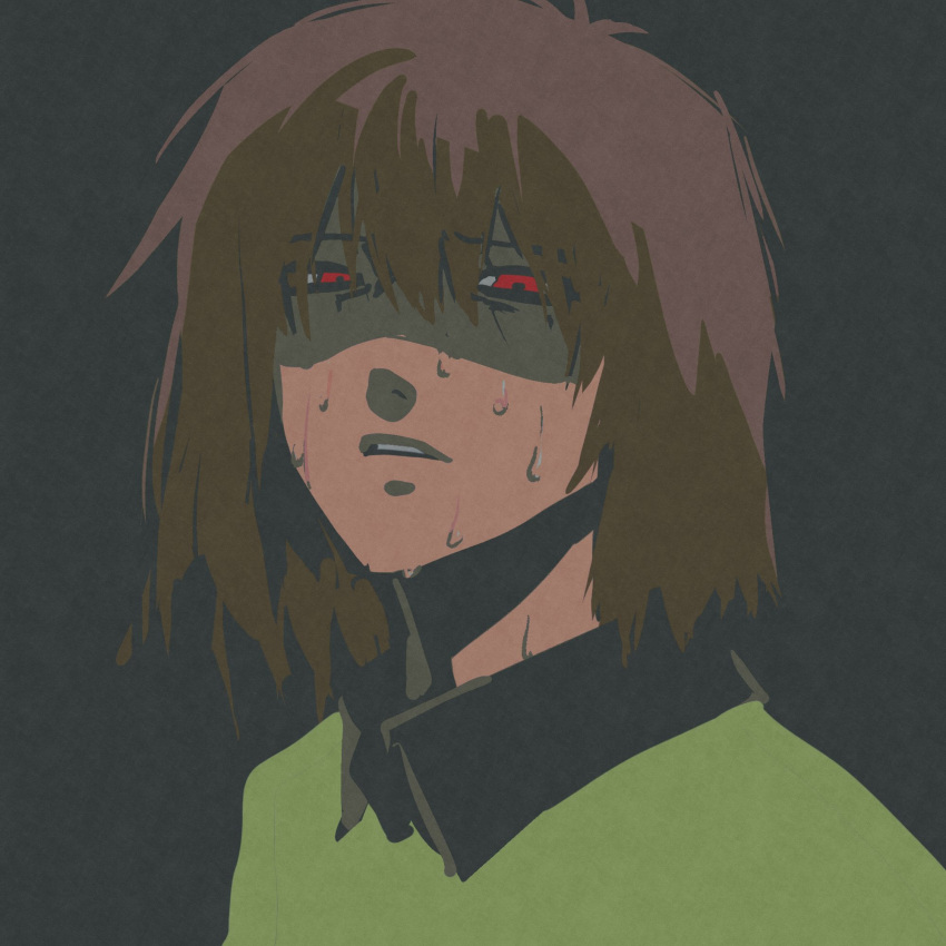 1other, black_shirt, brown_hair, collared_shirt, deltarune, gnd_ib, green_shirt, highres