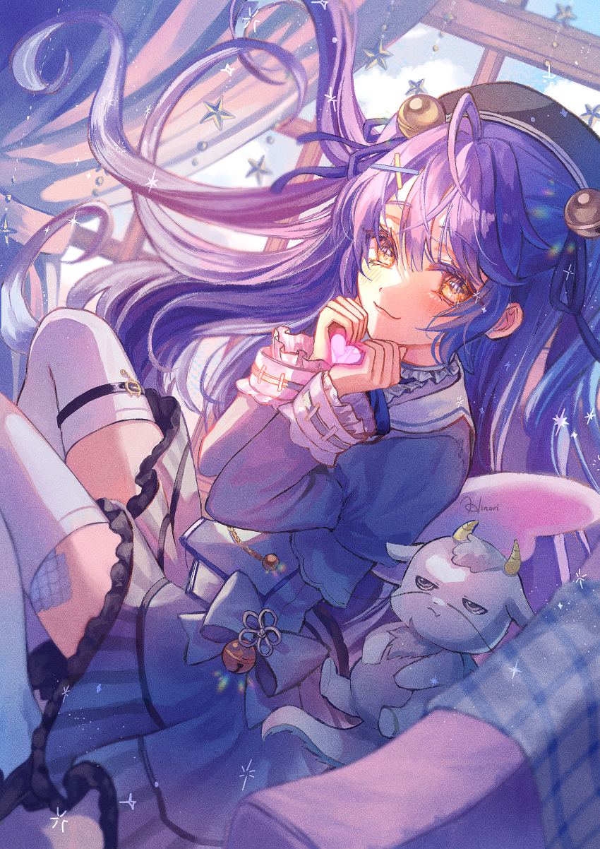 1girl, :3, absurdres, amamiya_kokoro, amamiya_kokoro_(1st_costume), animal, bandaid_on_thigh, bell