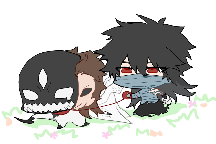 aizen_sousuke, alternate_form, bandages, black_hair, blank_eyes, bleach, chibi, chibi_only