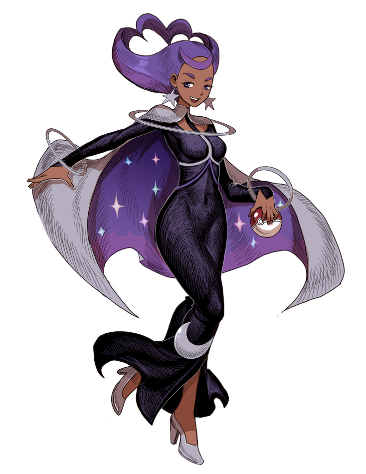1girl, black_dress, cape, commentary_request, covered_navel, dark-skinned_female, dark_skin, dress