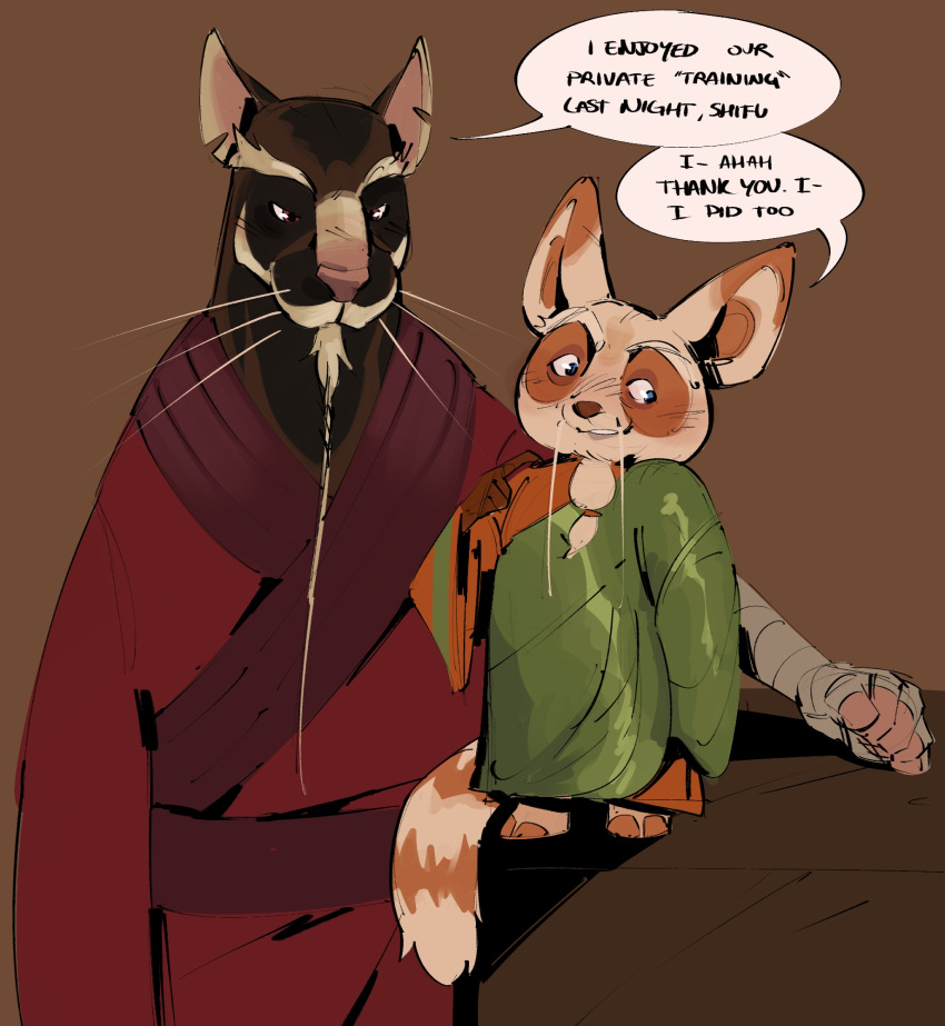 2boys, animal_ears, blush, dreamworks, english_commentary, english_text, furry, furry_male
