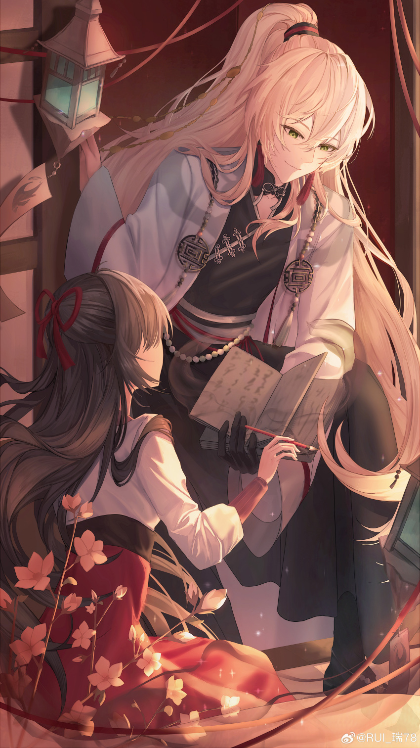 1boy, 1girl, absurdres, alkaid_mcgrath, bead_belt, black_boots, black_gloves, black_hair