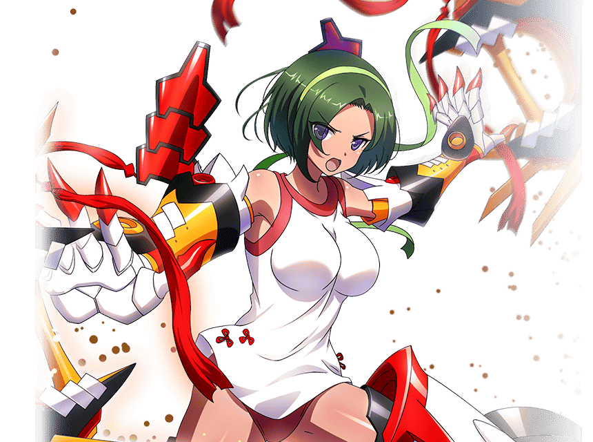 1girl, bare_shoulders, bob_cut, breasts, dark_skin, durga_singh, green_hair, infinite_stratos