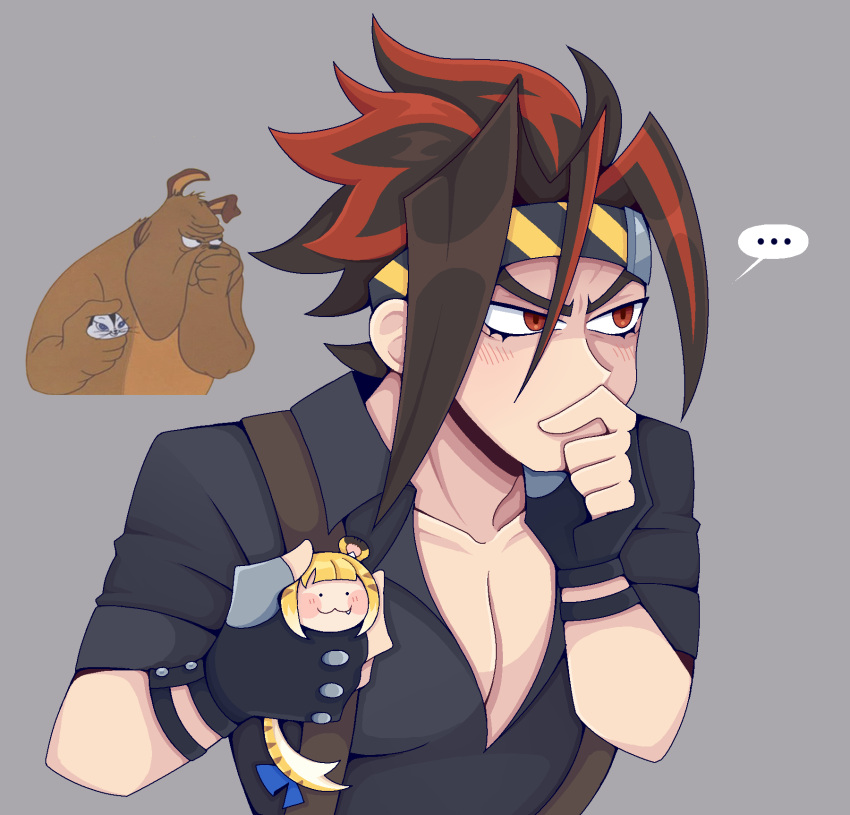 ..., 1boy, 1girl, :3, animal_ears, anton_ivanov, black_shirt, blush_stickers