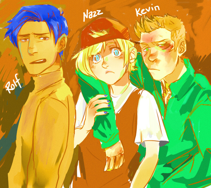 2boys, baseball_cap, blonde_hair, blue_eyes, blue_hair, cartoon_network, ed_edd_n_eddy, eyewhiskers