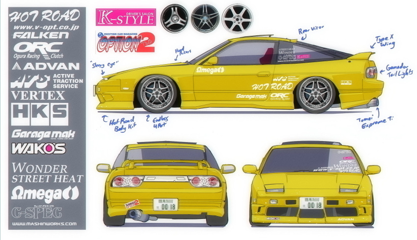 advan, car, english_text, falken_tire, highres, hks, license_plate, motor_vehicle