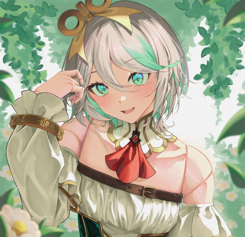 1girl, absurdres, ascot, cecilia_immergreen, cecilia_immergreen_(1st_costume), colored_inner_hair, commentary, detached_collar