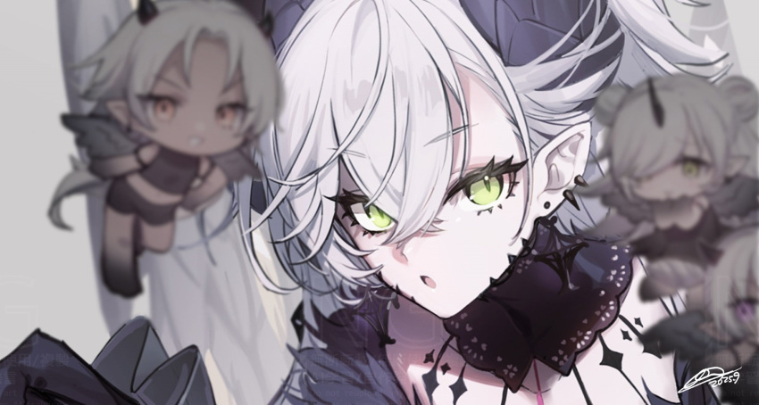 4girls, collarbone, demon_horns, fate/grand_order, fate_(series), green_eyes, highres, horns