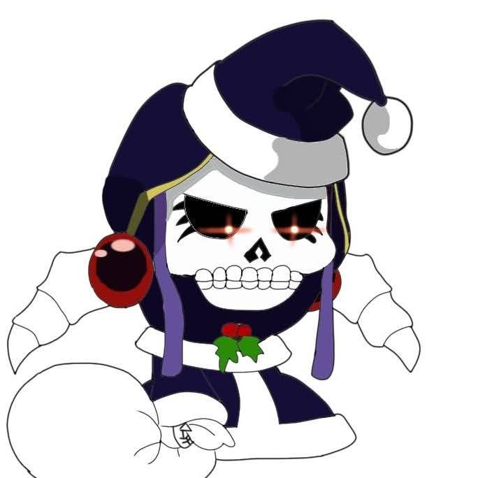 ainz_ooal_gown, alternate_costume, bone, christmas, dress, hat, holding, holding_sack