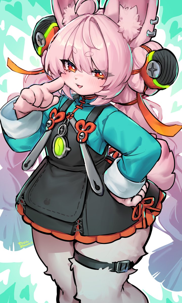1girl, ahoge, animal_ear_fluff, animal_ears, braid, bright_pupils, ear_piercing, furry