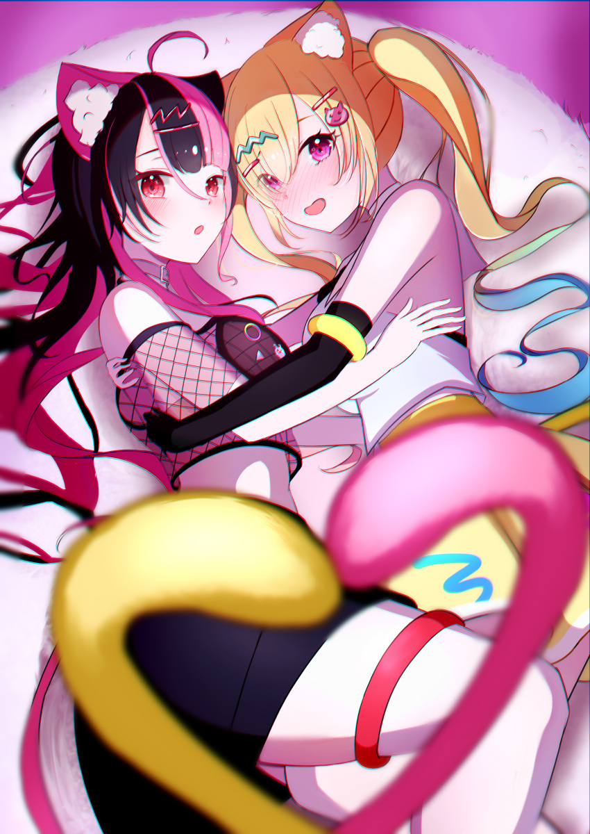 2girls, absurdres, ahoge, animal_ears, bad_anatomy, bad_hands, bang_dream!, bang_dream!_mugendai_mewtype