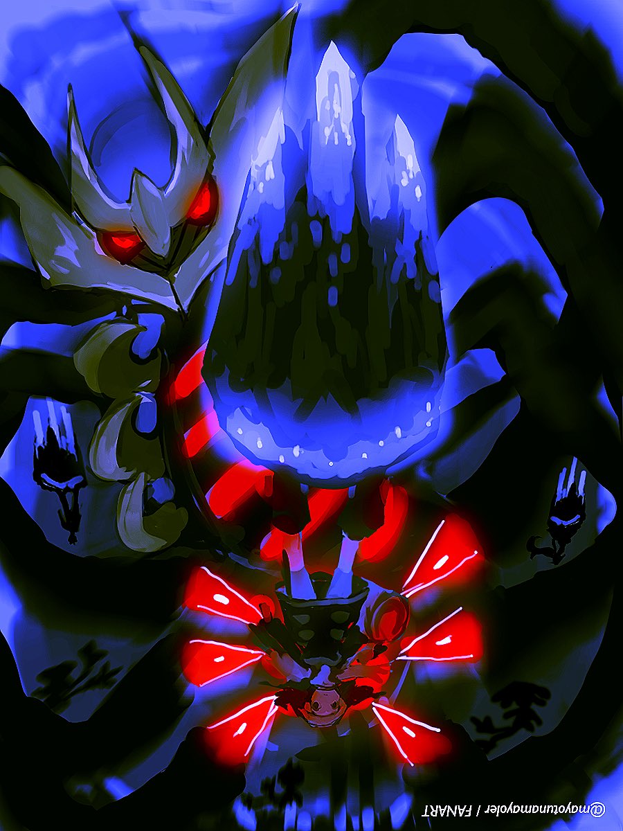 1boy, 2girls, azelf, bag, beanie, coat, colored_sclera, cynthia_(pokemon)