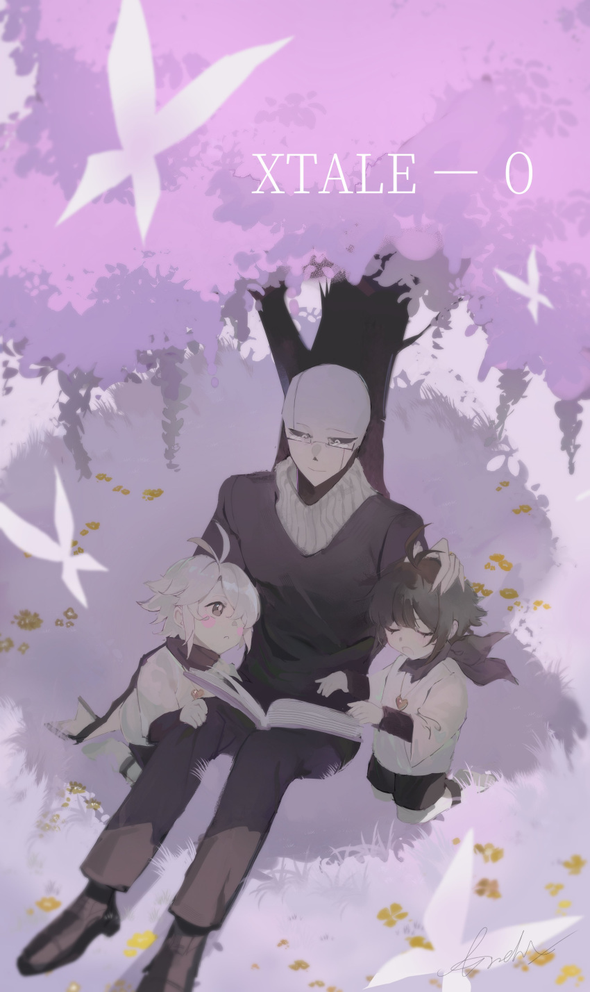 3boys, :o, absurdres, age_difference, alternate_universe, ankle_boots, antenna_hair, archx09