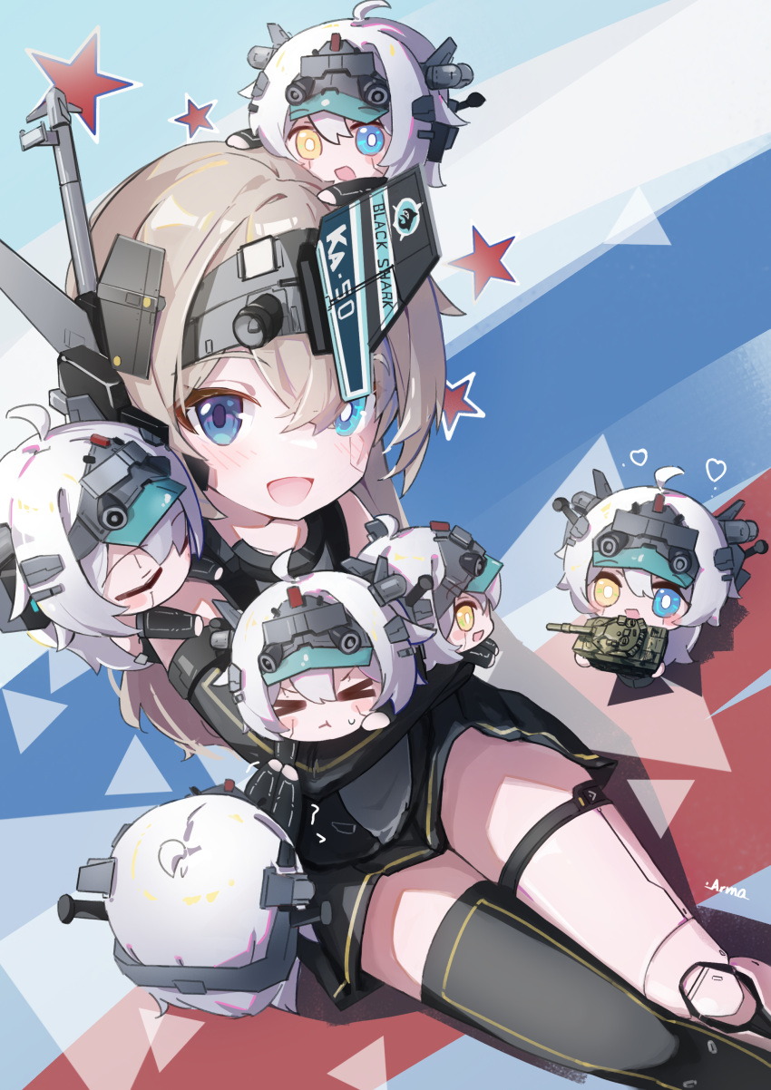 >_<, 6+girls, absurdres, ahoge, aircraft, aqua_eyes, arma_reality, attack_helicopter