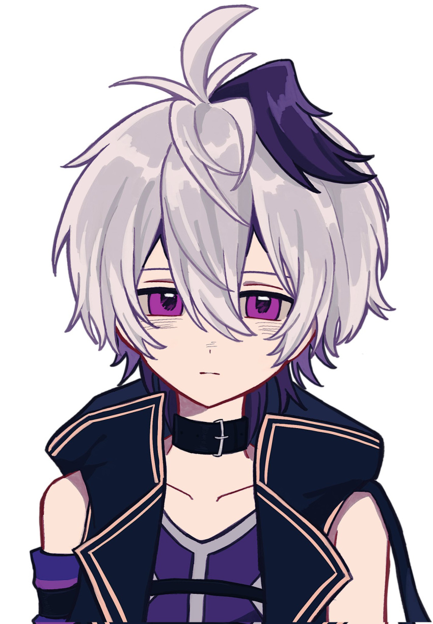 1girl, 7umu91, ahoge, bare_shoulders, belt, belt_buckle, belt_collar, black_belt