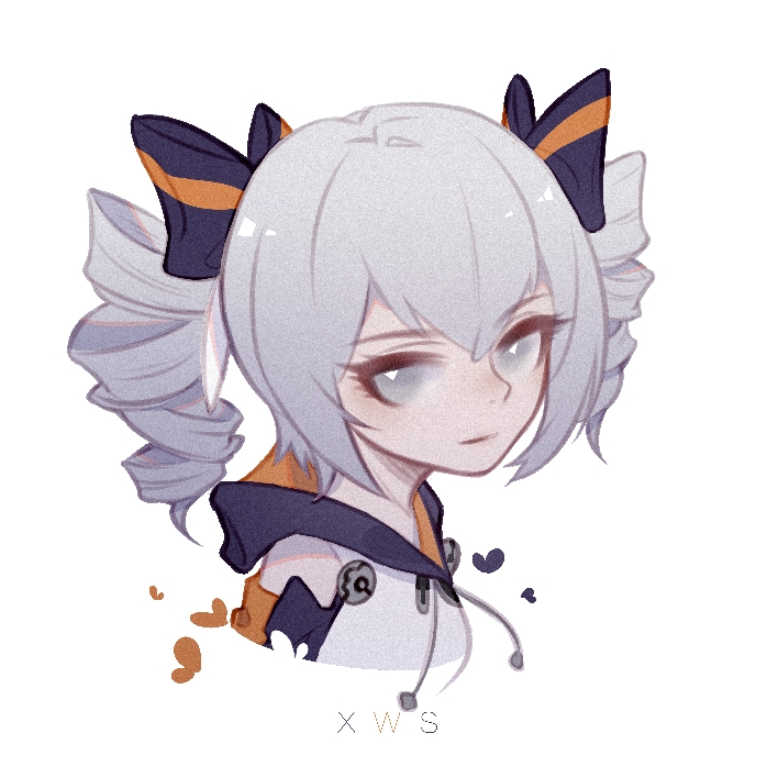 1girl, black_bow, bow, bronya_zaychik, bronya_zaychik_(dimension_breaker), closed_mouth, drill_hair, grey_eyes, grey_hair, hair_bow, honkai_(series), honkai_impact_3rd, hood, hood_down, jacket, looking_at_viewer, sammdr, simple_background, solo, twin_drills, twintails, upper_body, white_background, white_jacket