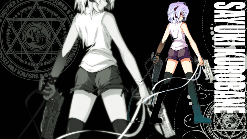fortissimo//akkord:bsusvier, game_cg, gun, kurobane_sayuki, ooba_kagerou, short_hair, weapon, zoom_layer
