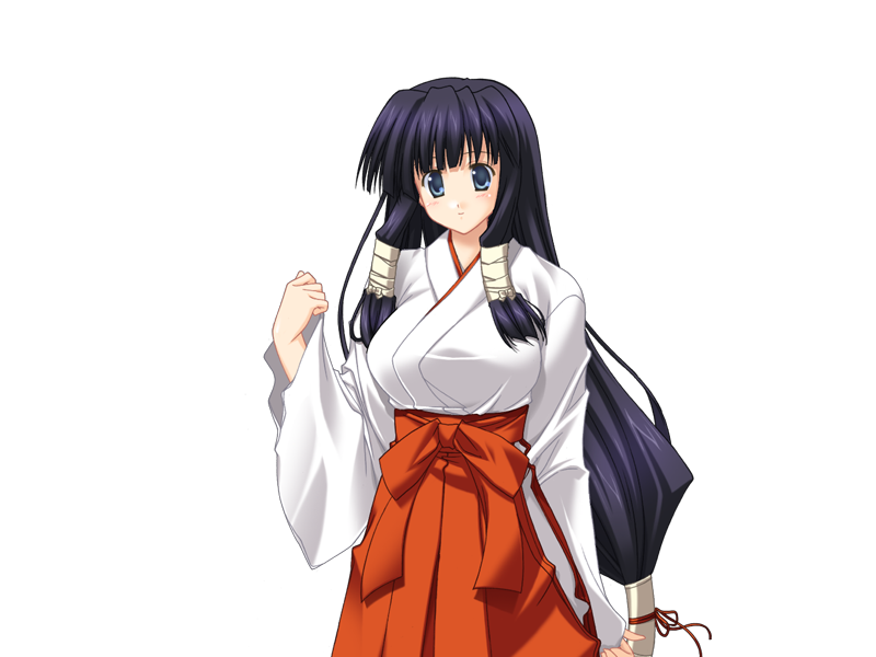 1girl, black_hair, blue_eyes, blunt_bangs, blush, breasts, game_cg, goma_satoshi