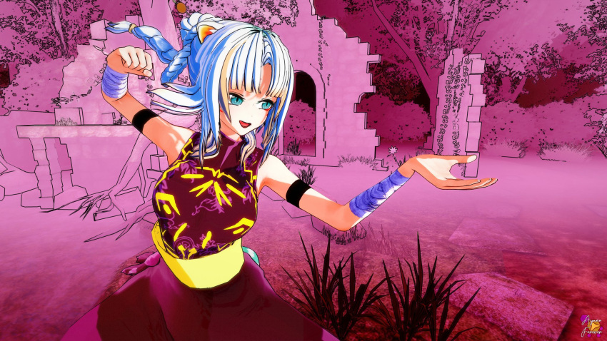 blue_eyes, chromashift, taiga_toragami, tiger_ears, virtual_youtuber, white_hair