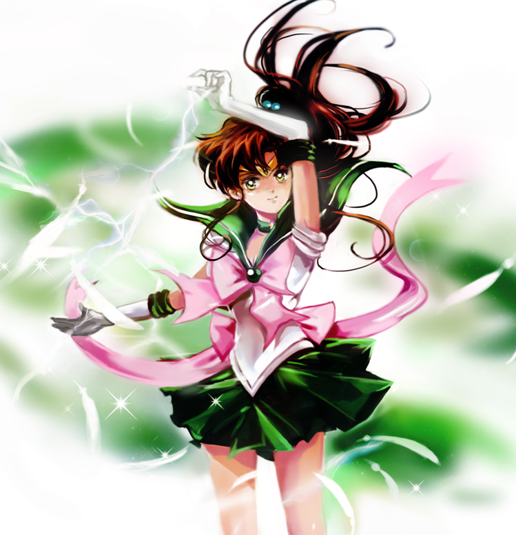 athenacg, bishoujo_senshi_sailor_moon, bow, brooch, brown_hair, choker, feathers, gloves