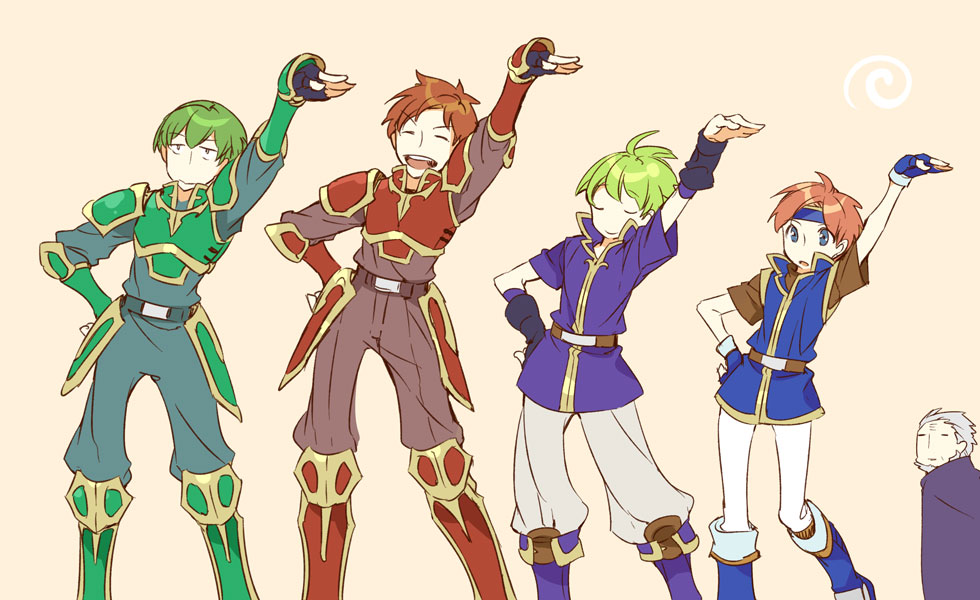 5boys, alen_(fire_emblem), armor, blue_eyes, blue_tunic, fire_emblem, fire_emblem:_the_binding_blade, green_armor