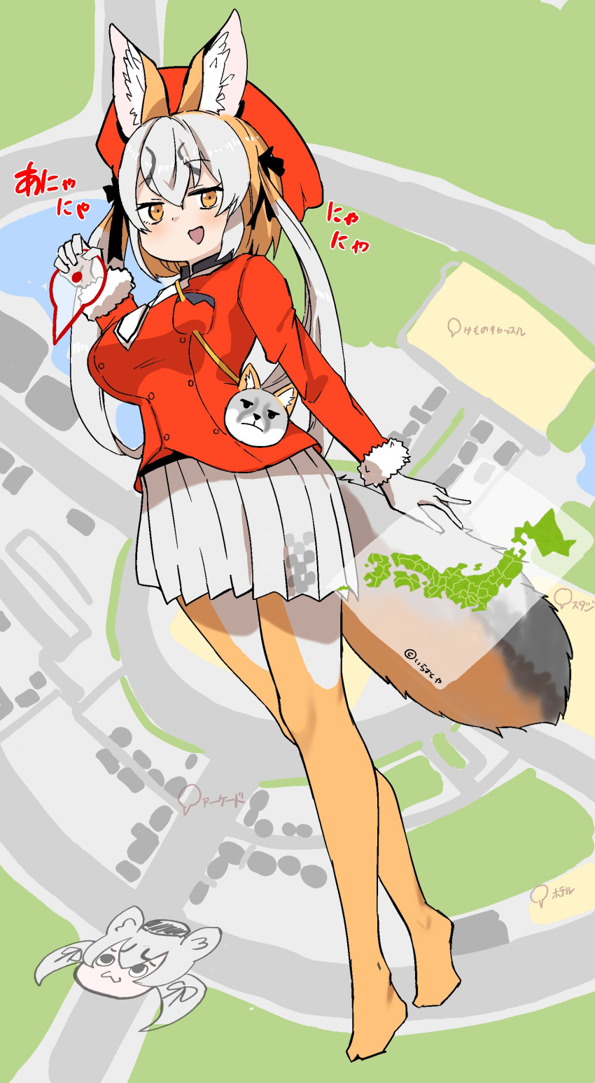 1girl, absurdres, animal_ears, bag, belt, brown_eyes, brown_hair, extra_ears
