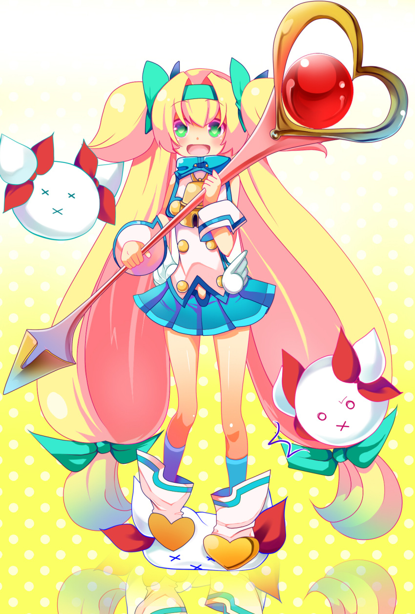 blazblue, bow, green_eyes, hair_bow, heart, heart-shaped_pupils, highres, long_hair