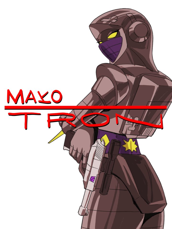 1girl, artist_name, decepticon, eyelashes, gun, handgun, humanoid_robot, makoto_ono