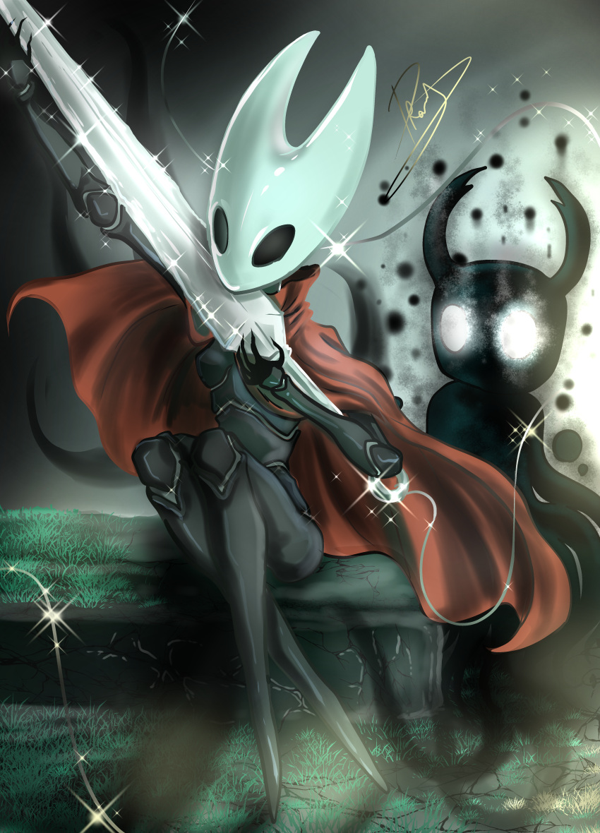 #dukeramy, absurdres, highres, hollow_knight, hollow_knight:_silksong, hornet_(hollow_knight), knight_(hollow_knight)