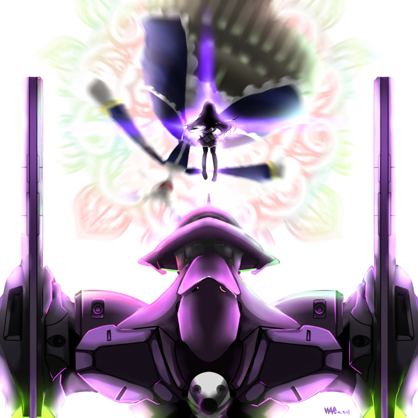 bad_id, black_hair, crossover, eva_01, highres, long_hair, magical_girl, mahou_shoujo_madoka_magica