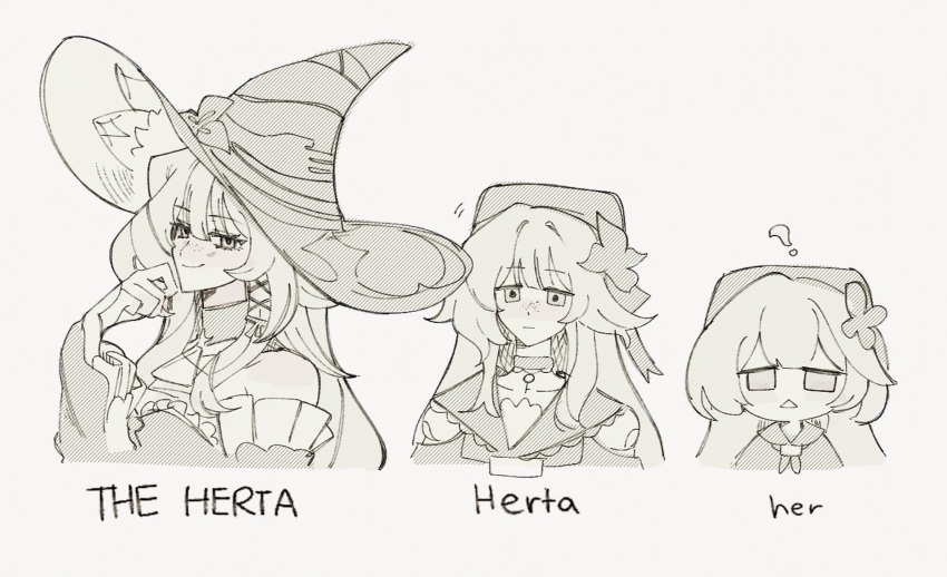 1girl, :|, ?, character_name, choker, closed_mouth, commentary, comparison