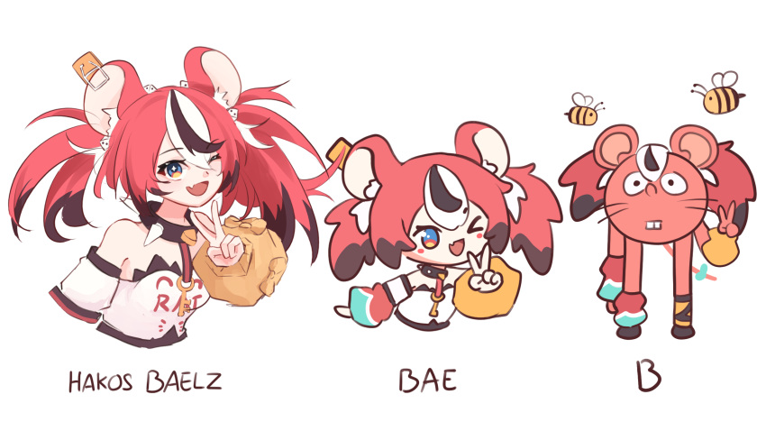 >_o, 1girl, :d, animal_ears, bee, black_hair, blue_eyes, buck_teeth