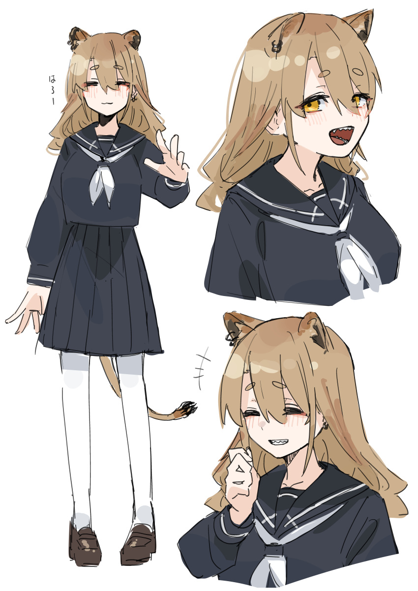 +++, 1girl, absurdres, animal_ears, blonde_hair, breasts, closed_eyes, ear_piercing