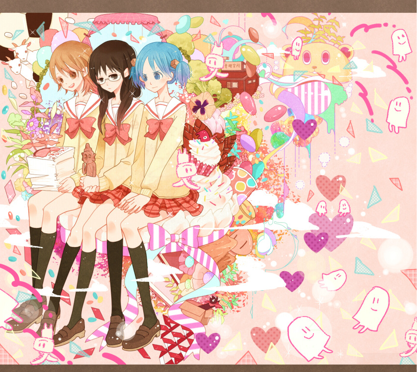 bad_id, black_cat, black_cat_(animal), black_hair, blue_eyes, blue_hair, box, broccoli